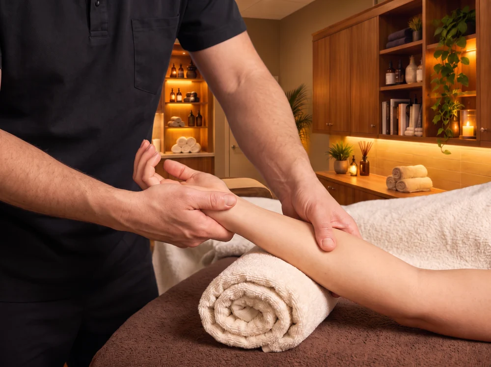 Forearm treatment with the wrist and arm supported