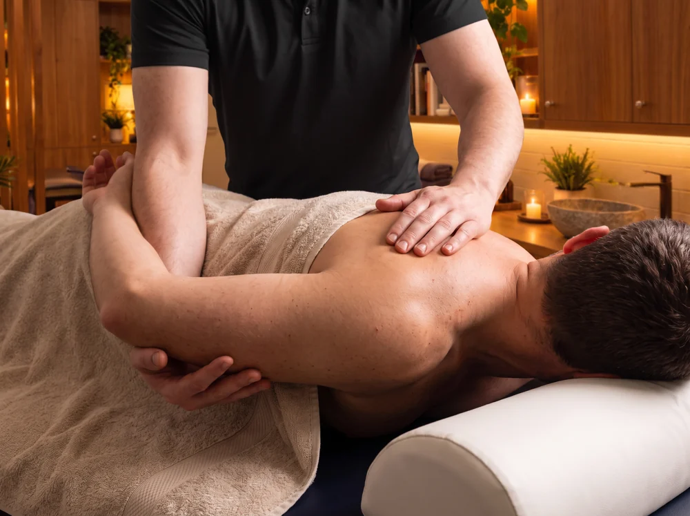 Shoulder treatment with the upper arm supported